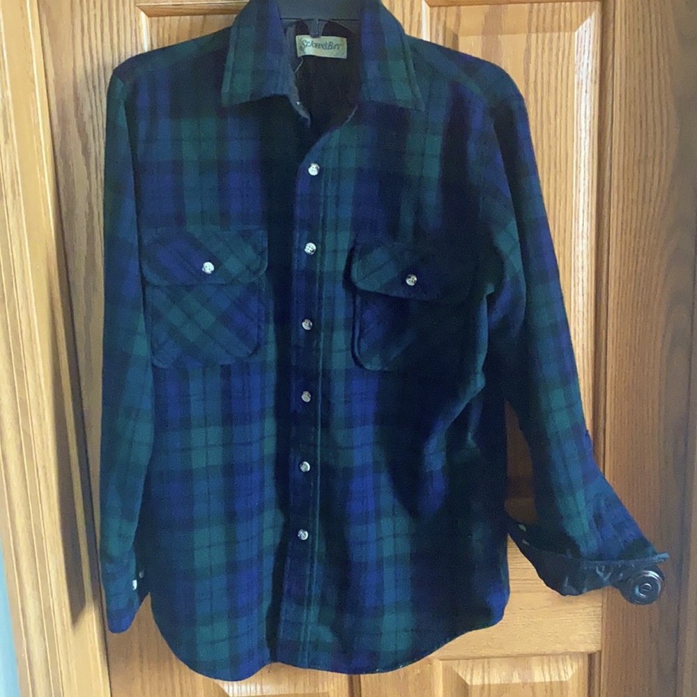 St. John's Bay Green and Blue Plaid Flannel Shirt